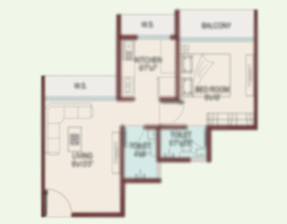 1 BHK Unit Plan