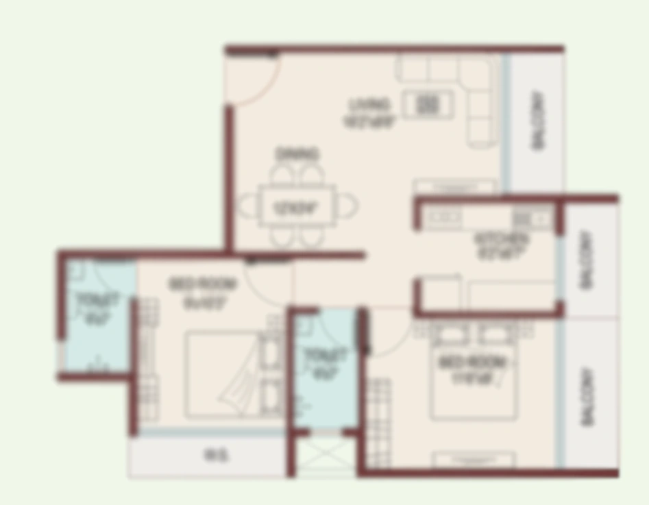 2 BHK Unit Plan